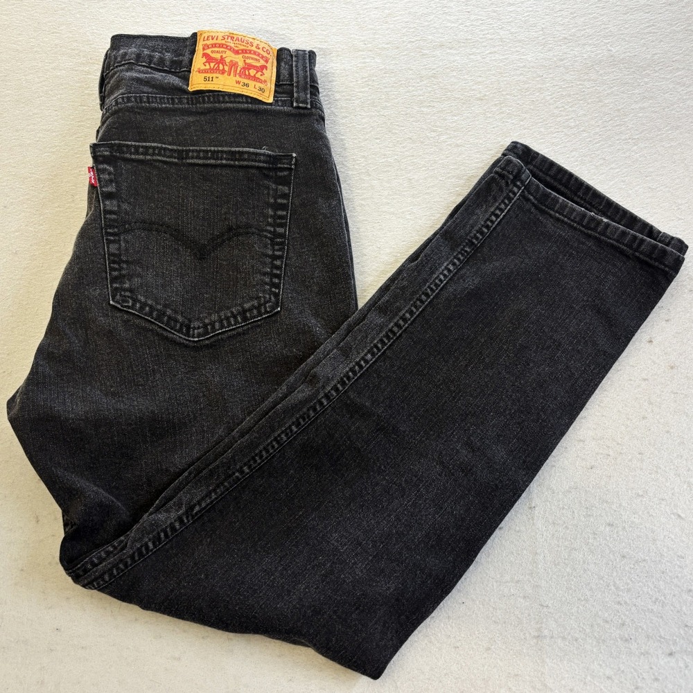 Levis 511 Slim Fit Jeans Mens 36x30 Black Denim Pants 5-Pocket Pants Gorpcore